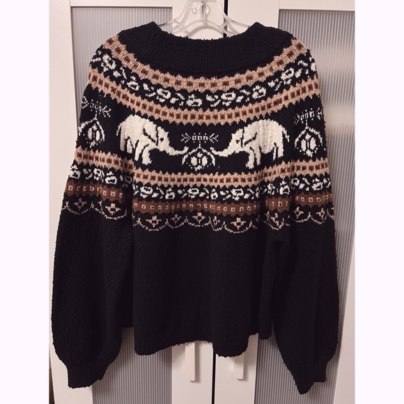 NWOT Free People Nellie Sweater Knit Oversized Chunky Elephants Size L - Picture 9 of 13